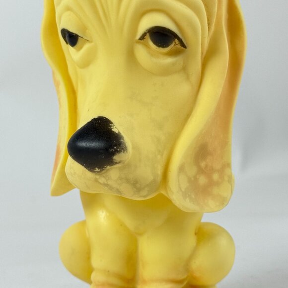 Vintage Kaysam Yellow Sad Puppy Dog Rubber Adorable Droopy Eyes & Soft Retro Sty - Picture 5 of 8
